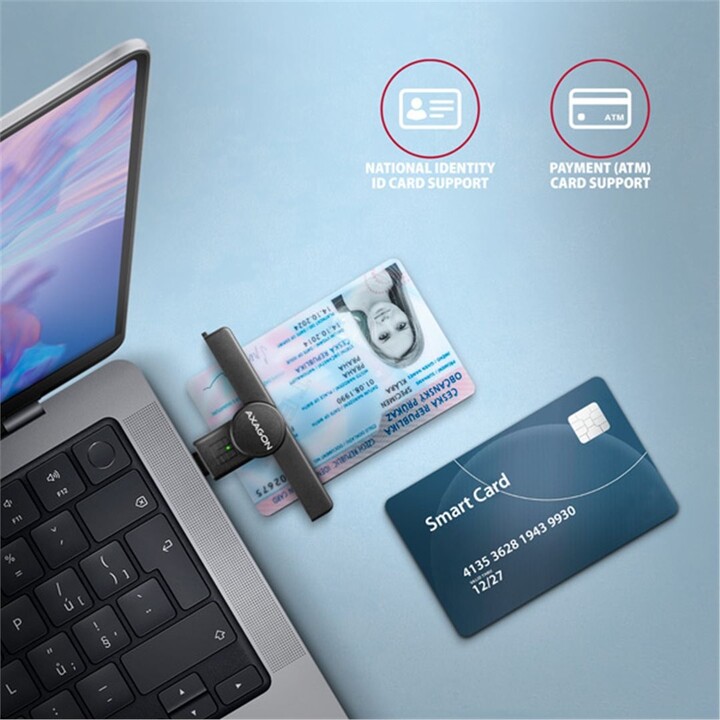 AXAGON CRE-SMPC, USB-C PocketReader čtečka kontaktních karet Smart card (eObčanka)_1503133748