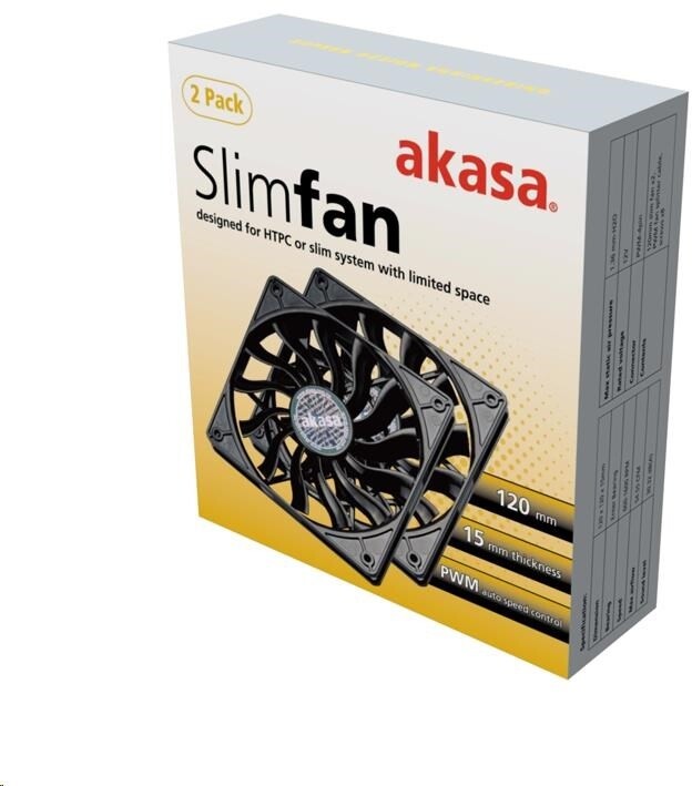 Akasa Slimfan AK-FN078-KT02, 120 x 15mm, 2ks_728066857