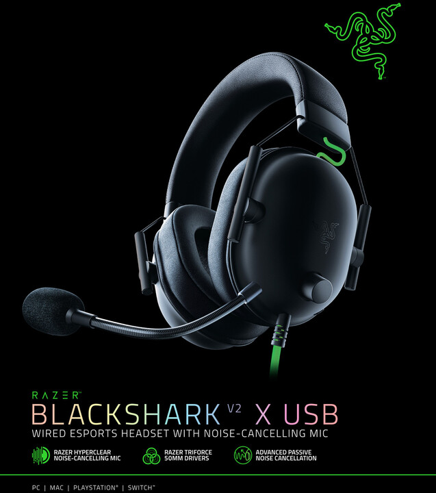 Razer BlackShark V2 X USB, černá_1200604477