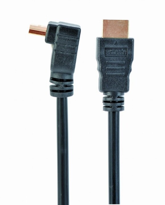 Gembird CABLEXPERT kabel HDMI - HDMI 1.4, 1.8m, stíněný, zlacené kontakty, 90° lomený_320539679