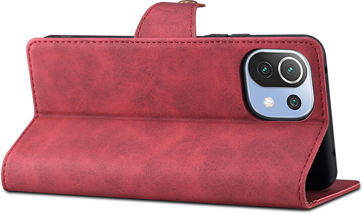 Lenuo Leather flipové pouzdro pro Xiaomi Mi 11 Lite, červená_1374977886