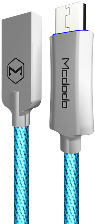 Mcdodo Knight rychlonabíjecí datový kabel microUSB s inteligentním vypnutím napájení, 1,5m, modrá_536495118
