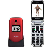 Evolveo EasyPhone FS s nabíjecím stojánkem, červená_1312965640