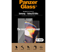 PanzerGlass ochranné sklo pro Samsung Galaxy S23 Ultra, okrajově lepené s "puntíkem" pro otisk prstu 7324