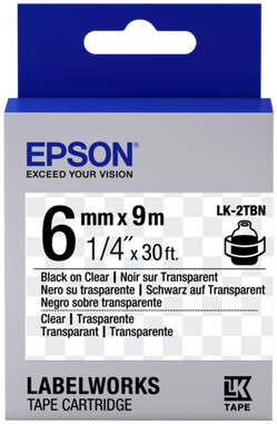 Epson LabelWorks LK-2TBN, páska pro tiskárny etiket, 6mm, 9m, černo-transparentní_1292162972