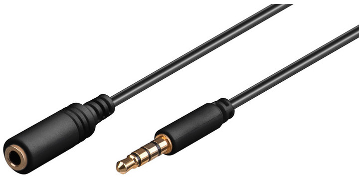 PremiumCord kabel Jack 3.5mm 4 pinový M/F 2m