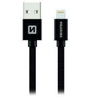SWISSTEN datový kabel USB-A - Lightning, opletený, 2m, černá 71523301