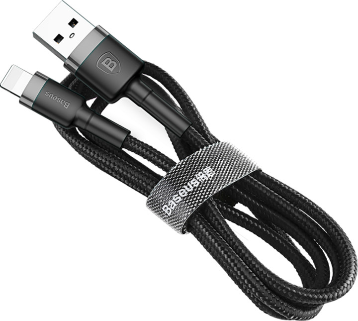 Baseus odolný nylonový kabel USB Lightning 2.4A 1M, šedá + černá