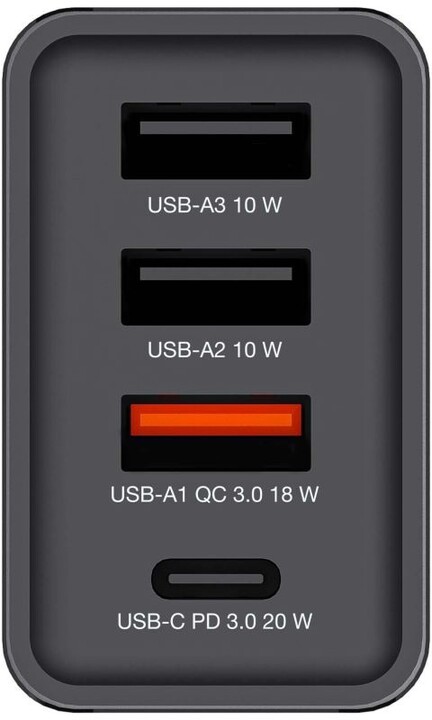 Verbatim síťová nabíječka, 3x USB-A, USB-C, 30W, černá_2142023471
