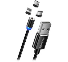 Colorway datový kabel 3v1 Lightning+MicroUSB+USB-C, magnetický, 2.4A, 1m CW-CBUU020-BK