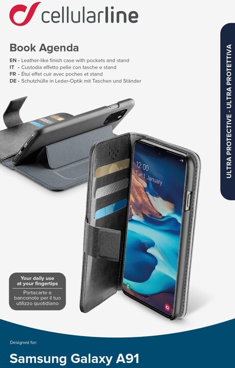 Cellularline pouzdro typu kniha Book Clutch Agenda pro Samsung Galaxy A91, černá_433581497