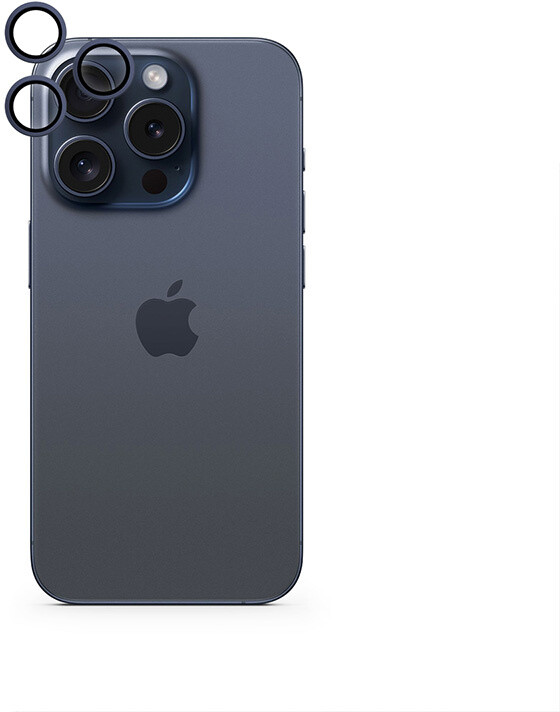 EPICO hliníkové tvrzené sklo na čočky fotoaparátu pro Apple iPhone 15 Pro / 15 Pro Max, modrý titan_365532062