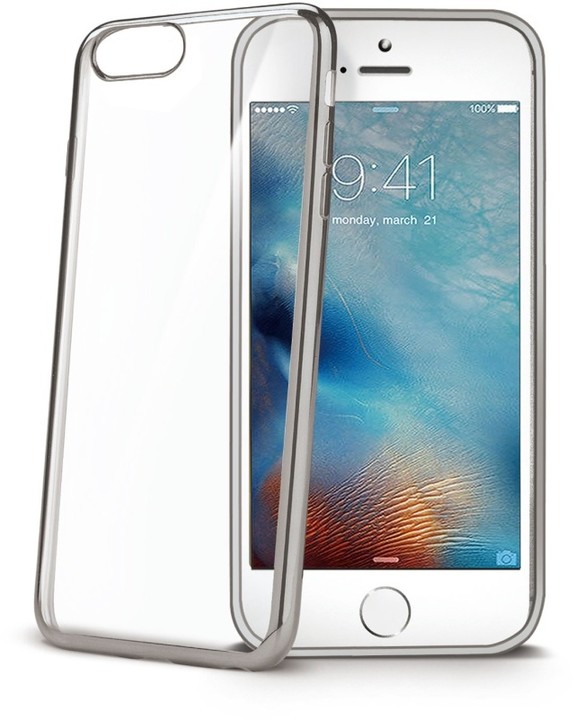CELLY Laser - pouzdro lemování s kovovým efektem pro iPhone 7 Plus, stříbrné_1642084341