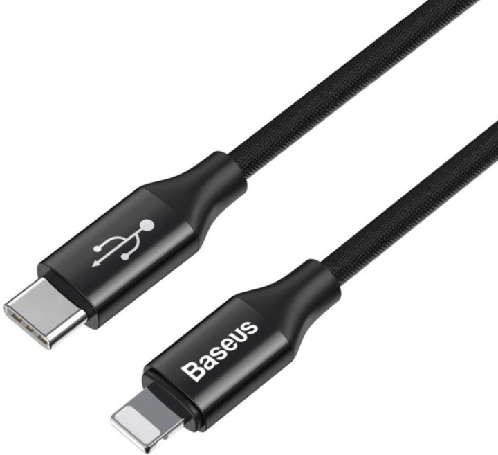 BASEUS kabel Yiven Series USB-C - Lightning, M/M, 2A, 1m, černá_389308152