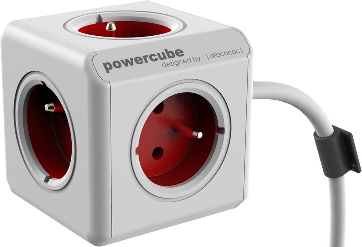 PowerCube EXTENDED prodlužovací přívod 1,5m - 5ti zásuvka, červená_762943814