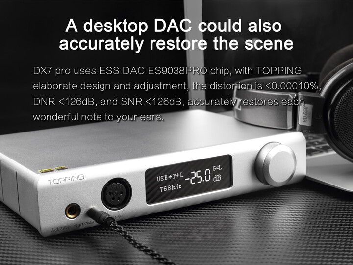 Topping DX7 Pro, sluchátkový zesilovač s DA převodníkem, stříbrná_136568408