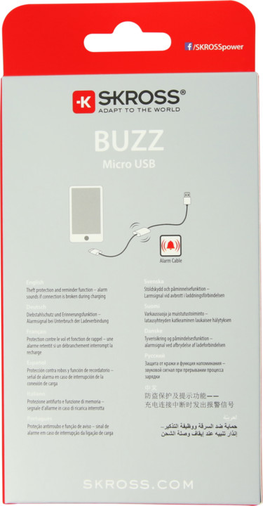 Skross Alarm USB kabel BUZZ Micro USB, akustické upozornění, délka 1m, pro nabíjení a přenos dat_1538208287