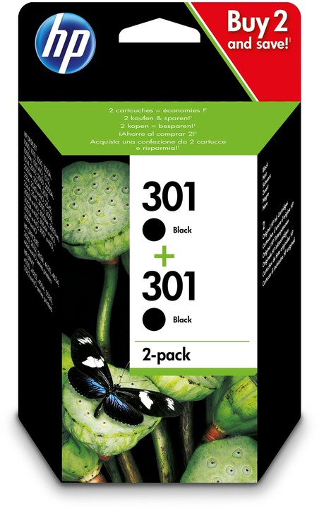 HP N9J72AE No.301 combo pack, černá a 3-barená