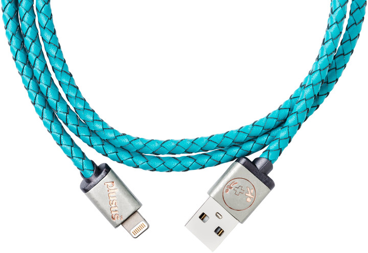 PlusUs LifeStar Premium Handcrafted USB Charge &amp; Sync cable (1m) Lightning - Turquoise / Light Gold_1598358049