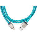 PlusUs LifeStar Premium Handcrafted USB Charge &amp; Sync cable (1m) Lightning - Turquoise / Light Gold_1598358049