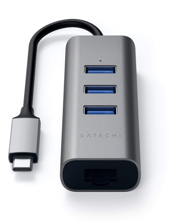 Satechi Type-C 2v1 3 Port USB 30 HUB Ethernet, šedá_1296849506