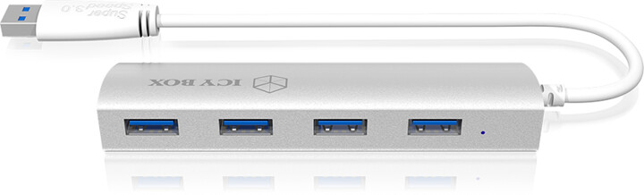 ICY BOX externí USB hub IB-AC6401, 4x USB 3.0, hliníkový, stříbrný_106583315