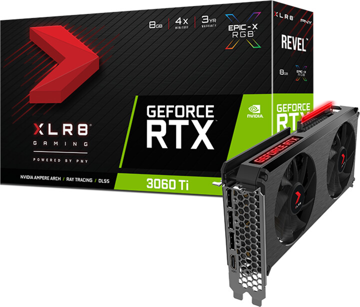 PNY GeForce RTX3060Ti 8GB XLR8 Gaming REVEL EPIC-X RGB, LHR, 8GB GDDR6_2092195321