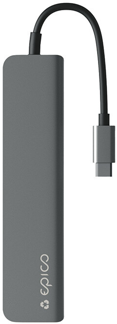 EPICO Resolve hliníkový HUB 6v1, 2x USB-A, USB-C, HDMI 8K, microSD/SD, šedá_1714932098