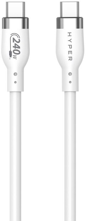 Hyper® nabíjecí kabel Silicone USB-C, 240W, 2m, bílá_1630620033