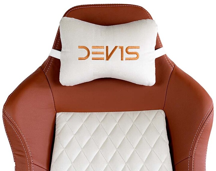 DEV1S Luxury Crema, herní židle, bílá/hnědá_1556631914