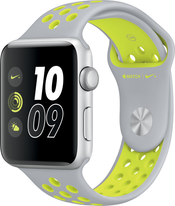 Apple Watch Nike + 42mm Silver Aluminium Case with Flat Silver/Volt Nike Sport Band_1985756209