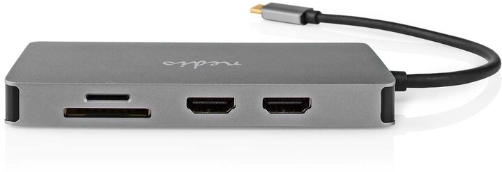 Nedis Multiportový adaptér USB-C, 2xUSB-A, USB-C, 2xHDMI, RJ45, SD &amp; MicroSD_984763143