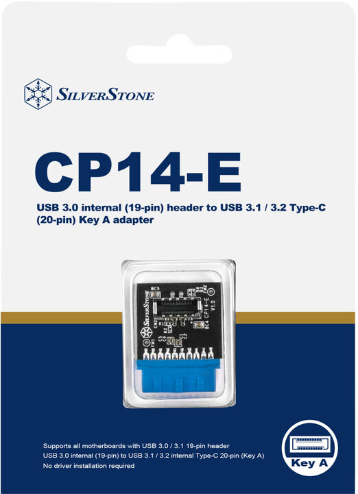 SilverStone redukce USB 3.0 internal (19-pin) header to USB 3.1 / 3.2 Type-C (20-pin)_1043661089