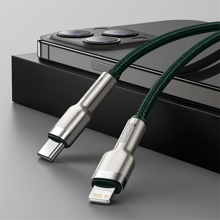 BASEUS kabel Cafule USB-C - Lightning, nabíjecí, datový, PD 20W, 1m, zelená_617391925