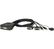 ATEN 2-port DVI KVM USB mini, integrované kabely, tlačítko pro přepínání 325888