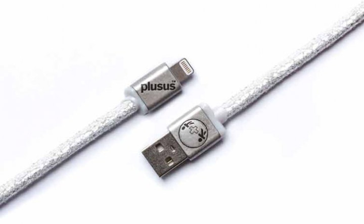 PlusUs LifeStar Premium Handcrafted USB Charge &amp; Sync cable (1m) Lightning - White Metallic / Grey_562578581