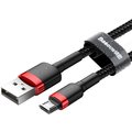 Baseus odolný nylonový kabel USB Micro 2.4A 1M, červená + černá_1018607695