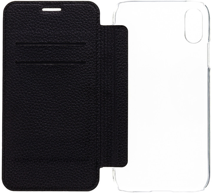 GUESS Bundle Leather Book Case Iridescent + Tempered Glass pro iPhone XR, černá_559053121