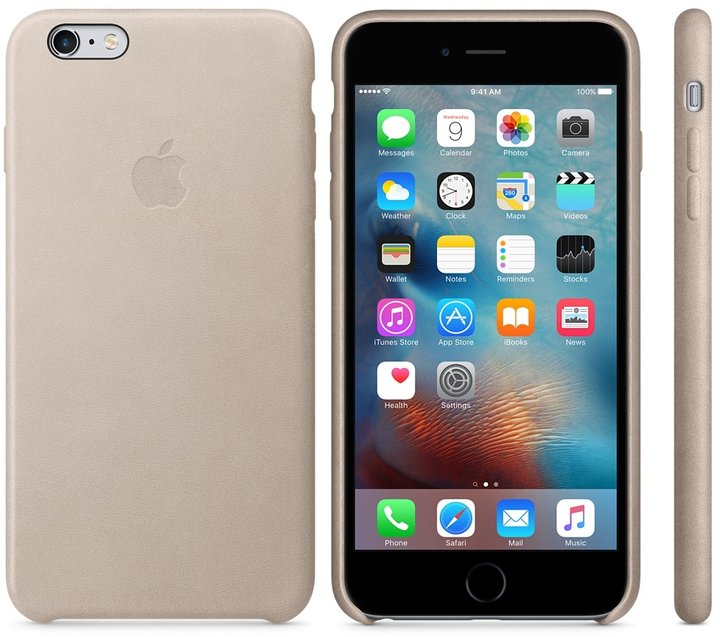 Apple iPhone 6s Plus Leather Case, světle šedá_1465204292