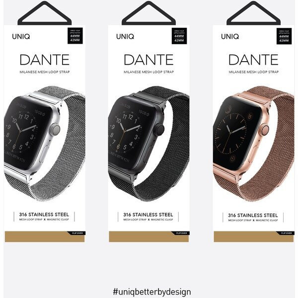 UNIQ řemínek Dante Apple Watch Series 4 Mesh Steel 44mm, černá_597485320