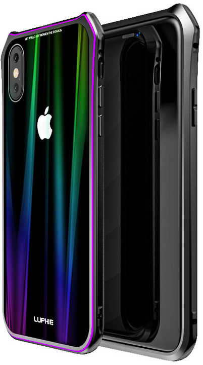 Luphie Aurora Magnet Hard Case Glass pro iPhone X, černo/fialová_2133720234