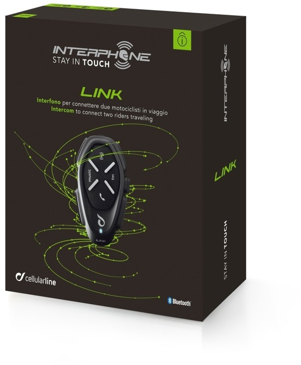 CellularLine Interphone LINK Bluetooth handsfree pro uzavřené a otevřené přilby, single pack_144970333