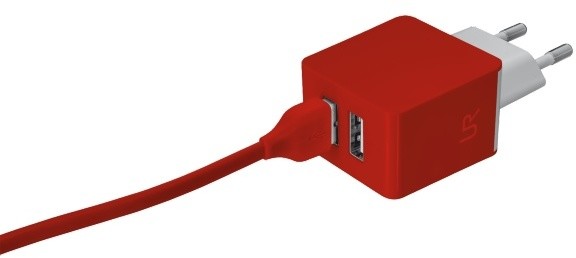 Trust USB nabíječka 5W, 2xUSB 1A, červená_1901082554