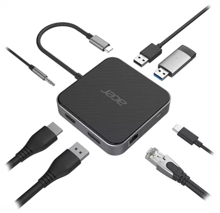 Acer dokovací stanice USB4 7v1, 2x USB-A, HDMI, DP, RJ45, Jack, USB-C, PD 100W_855305245