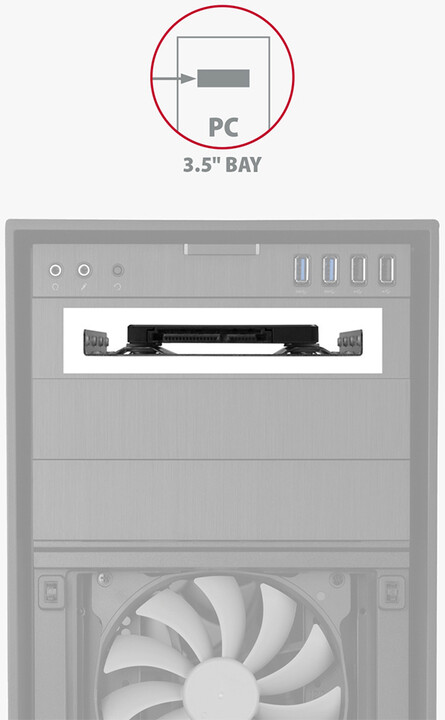 AXAGON RHD-125S, kovový rámeček pro 1x 2.5&quot; HDD/SSD do 3.5&quot; pozice, šedý_655481814