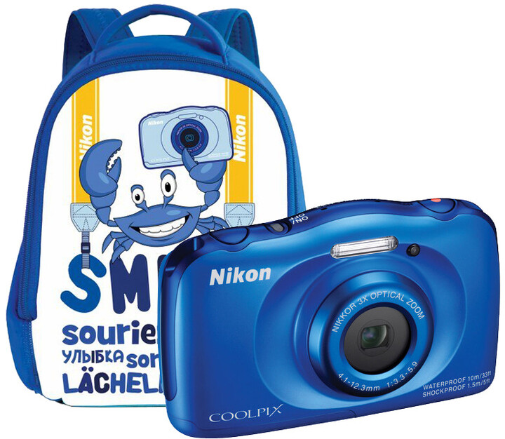 Nikon Coolpix S33, modrá + Backpack kit_1780823596