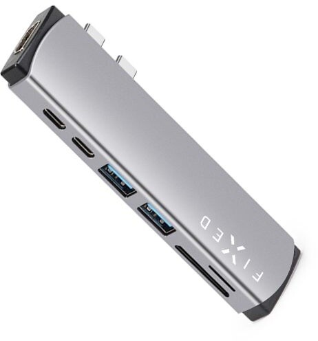 FIXED USB-C hliníkový hub 7v1 pro MacBook Pro/Air, šedá_425636578