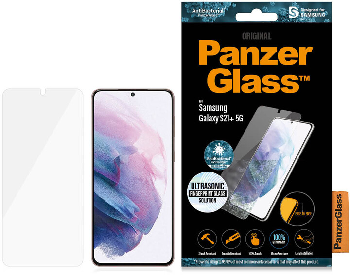PanzerGlass ochranné sklo Edge-to-Edge pro Samsung Galaxy S21+ 5G, antibakteriální, čirá_2056723348
