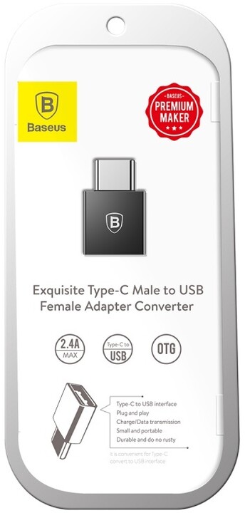 Baseus Exquisite adaptér USB-C samec/USB samice, černá_1875951094
