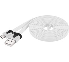 PremiumCord kabel micro USB 2.0, A-B 2m, plochý PVC kabel, bílá_2007257343